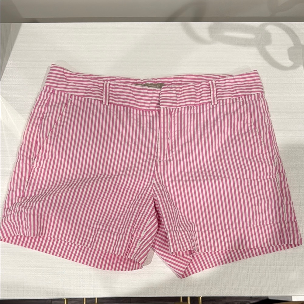 Women's Pink Stripe Bermuda Shorts by